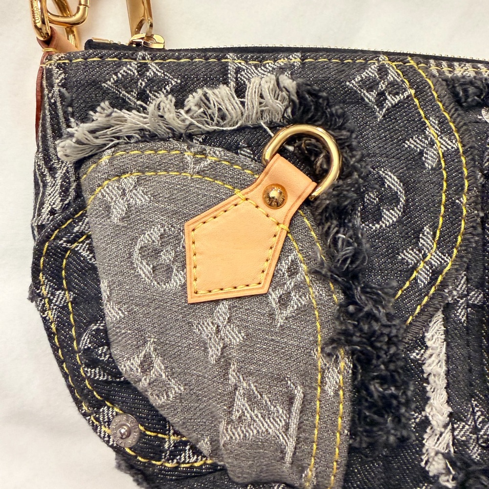 Louis Vuitton Black and Gray Denim Monogram Patchwork Shoulder Bag - New! - Picture 4 of 9